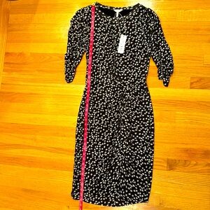 Rebecca Taylor NWT body-con midi dress size Medium black with mini floral